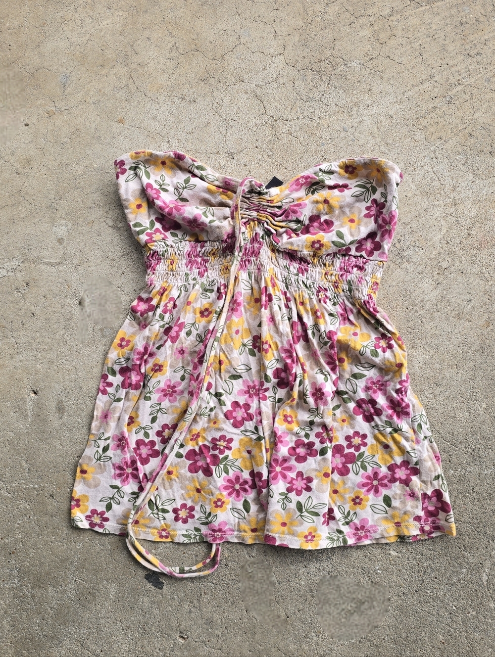 Vintage Y2k Fang Top Floral Halter Cottage Strapless